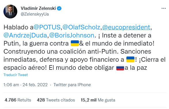 El presidente de Ucrania Volodymyr Zelensky