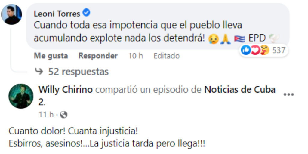 Leoni Torres y Willy Chirino lamentan el asesinato a manos de un policía del músico en Baracoa