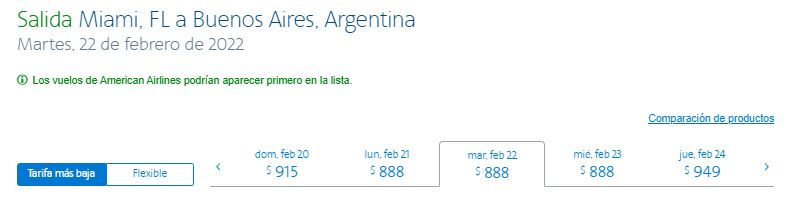 Vuelo Miami Buenos Aires