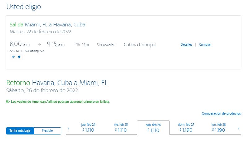 Vuelos Miami Havana