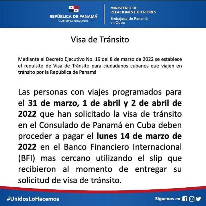 Aviso importante para los primeros cubanos que solicitaron visa de tránsito en la embajada de Panamá1