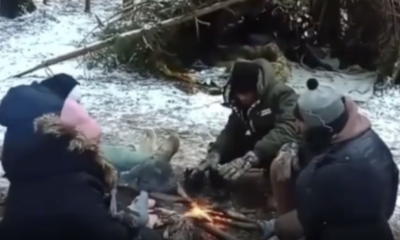 Cubanos en la frontera entre Bielorrusia y Polonia