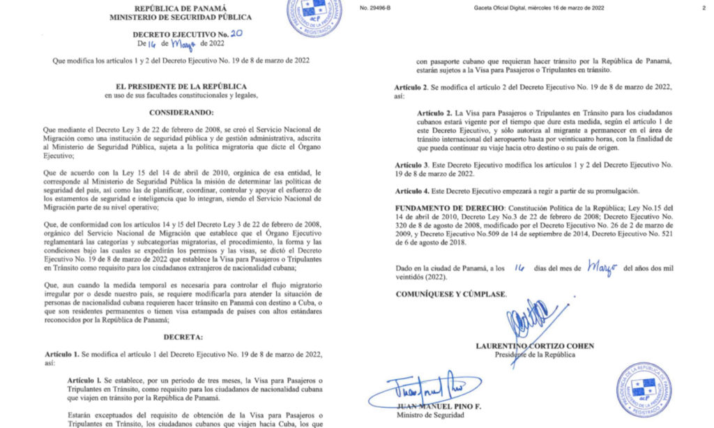 Panamá cancela requisito de visa de tránsito para los cubanos residentes en el extranjero o que regresan a Cuba