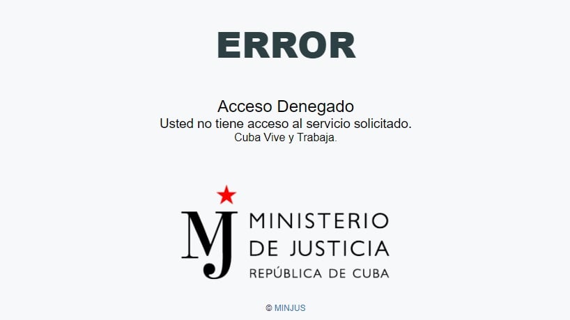 Desde el exterior no se pueden ingresar a la página web del Ministerio de Justicia de Cuba