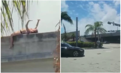 Una mujer se acostó en el borde de un puente de Miami-Dade para tomar el sol
