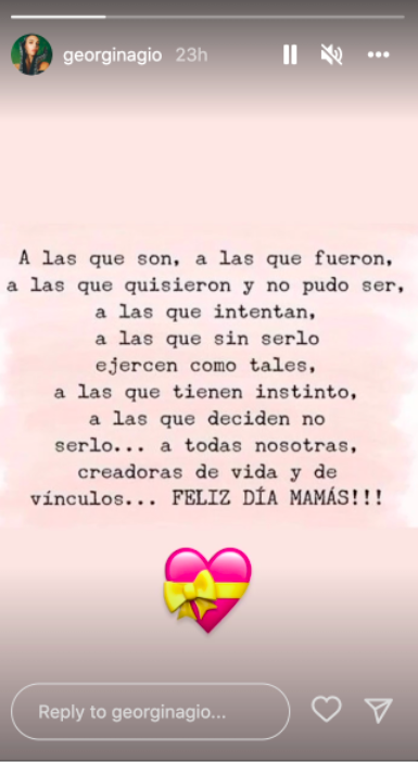 Mensaje Georgina en el Día de las Madres en España
