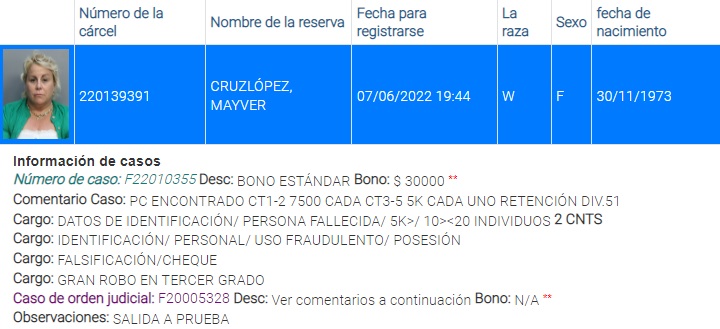 Cubana detenida en Hialeah por tratar de cambiar un cheque con documentos de una mujer fallecida 2