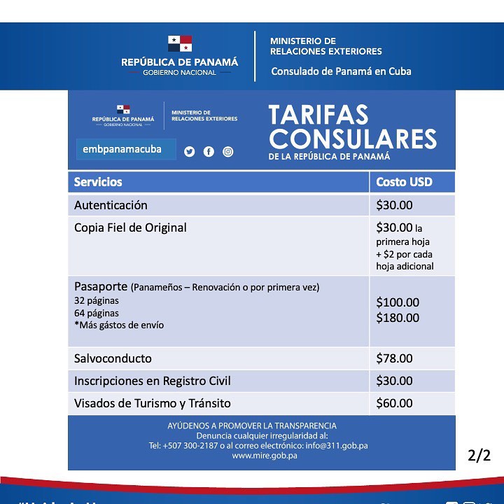 Embajada de Panamá en Cuba reanuda algunos servicios consulares cobrando en euros