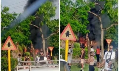 Una guagua que circulaba en La Habana se incendió cuando subía la Loma de Alamar