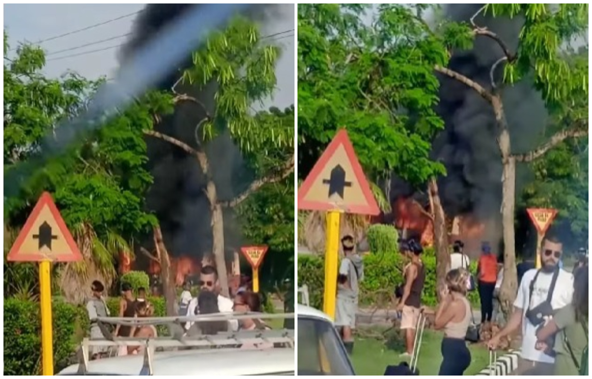 Una guagua que circulaba en La Habana se incendió cuando subía la Loma de Alamar