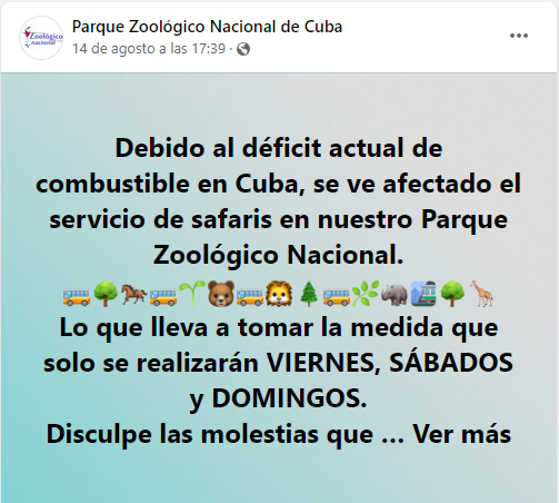 Zoológico Nacional restringe servicio de safari por falta de combustible2022