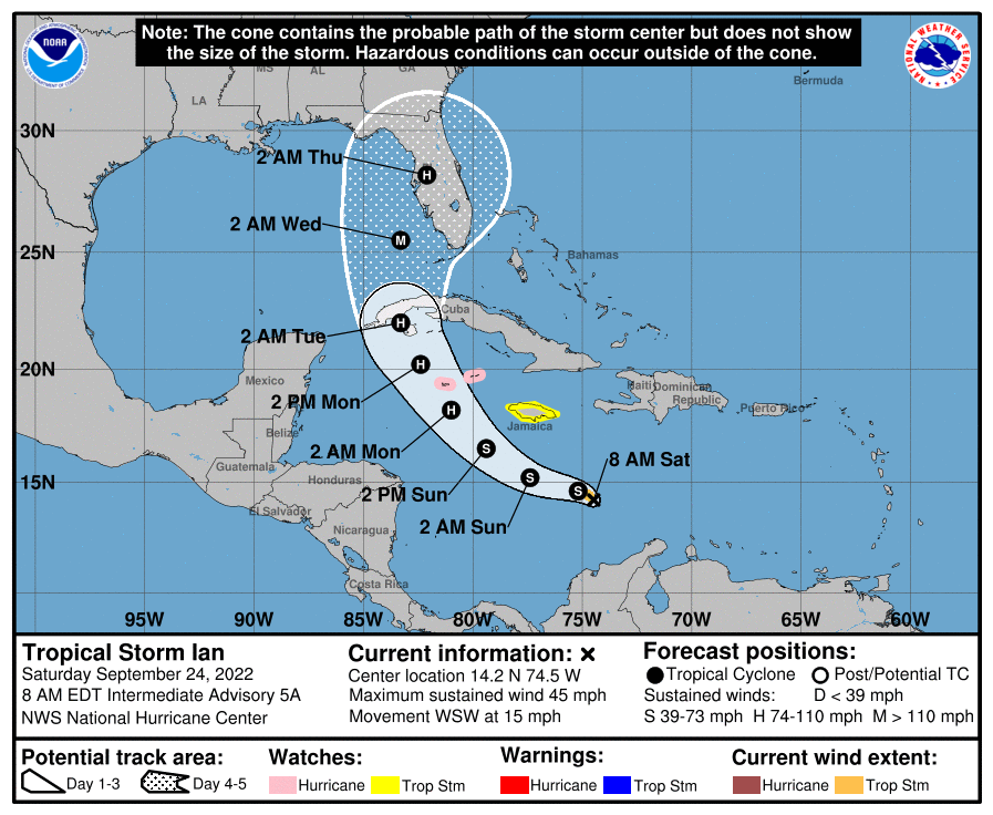 Tormenta tropical Ian gana en intensidad mientras se dirige al occidente cubano