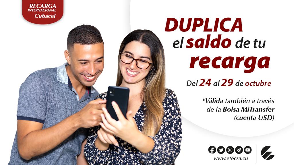 Especial de recarga de Etecsa duplica el saldo principal en la línea Cubacel