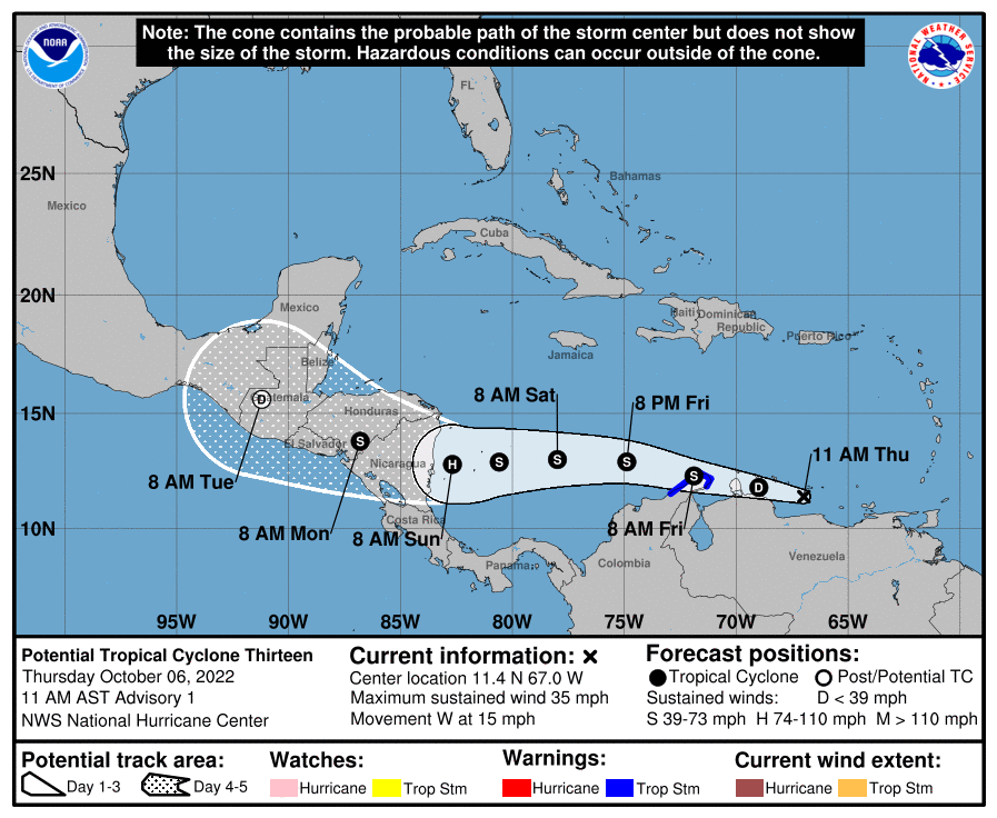 Posible huracán se dirige a Nicaragua, representa un peligro para los cubanos migrantes