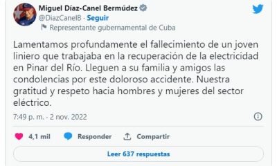 Fallece un liniero en Cuba