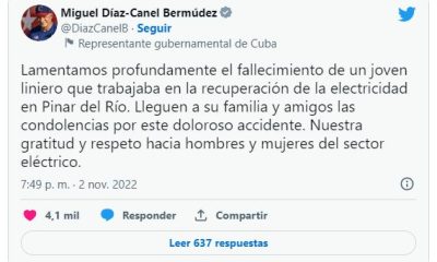 Fallece un liniero en Cuba