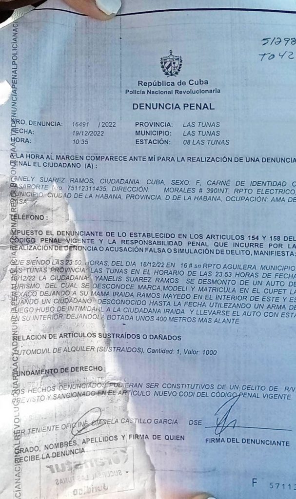 Asalto y secuestro a mano armada en Las Tunas para robar un auto