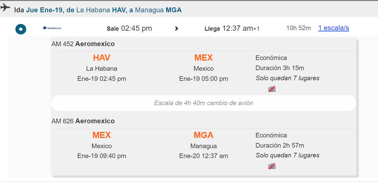 ¡Caen los precios! Pasajes desde Cuba a Nicaragua por solo 1.700 dólares