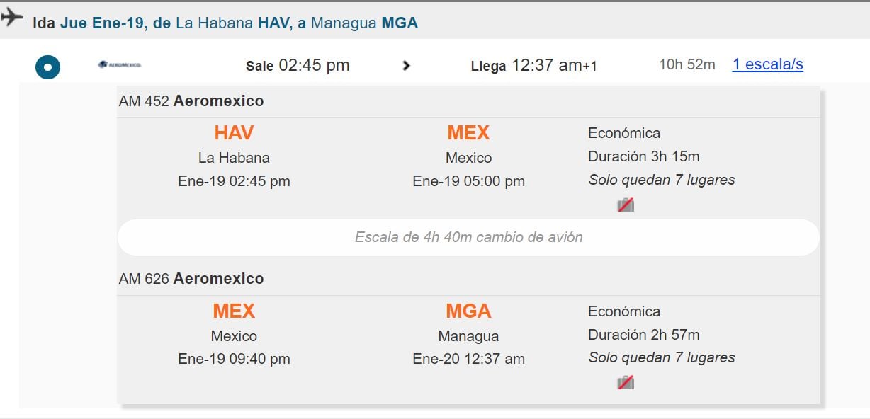 ¡Caen los precios! Pasajes de Cuba a Nicaragua por solo 1.700 dólares