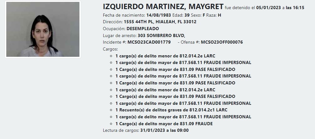 Mujer de Hialeah enfrenta 12 cargos en Monroe por presunto fraude con cheques falsificados 2