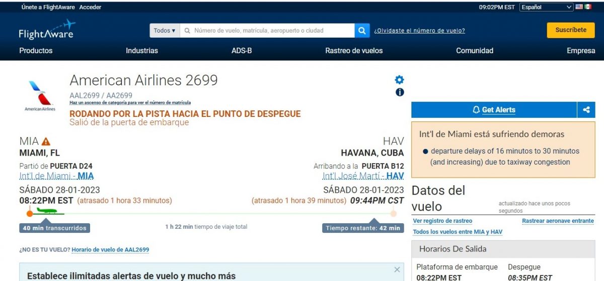 Retraso de vuelo a Cuba