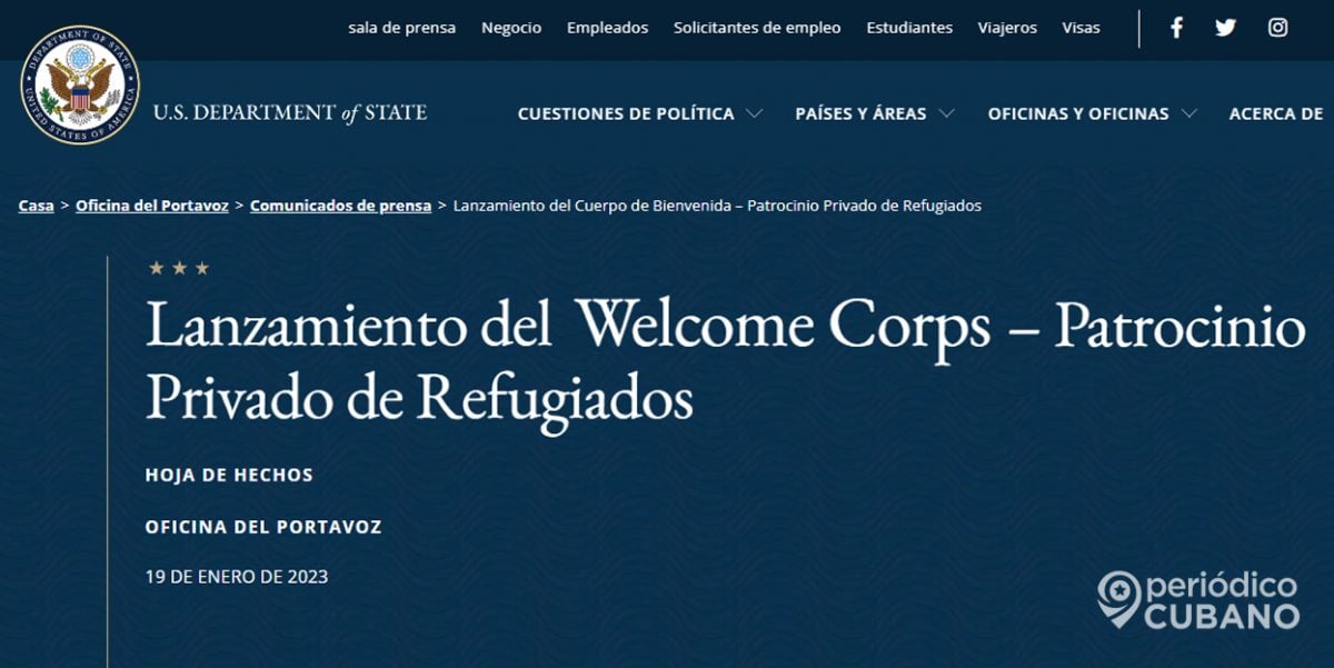 Welcome Corp programa de patrocinio privado del gobierno de EEUU