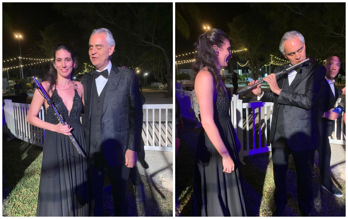 Flautista cubana junto a Andrea Bocelli
