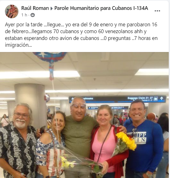 Llegan a EEUU beneficiados con el parole que fueron patrocinados el 9 de enero