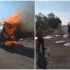 Fuego en la autopista nacional un camión estatal cargado de cartón arde sin control