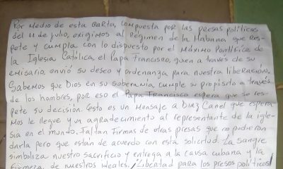Presas políticas firman con sangre una carta dirigida al presidente Miguel Díaz-Canel