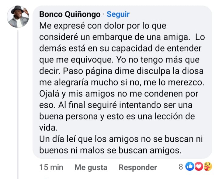 Publicación de Boncó en Facebook-Captura de pantalla-Periódico Cubano-Facebook
