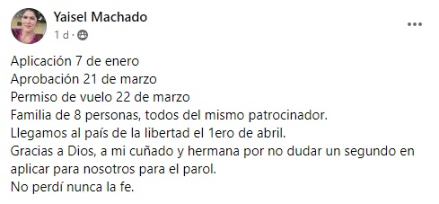 Residente en Estados Unidos patrocina a ocho integrantes de una familia cubana2