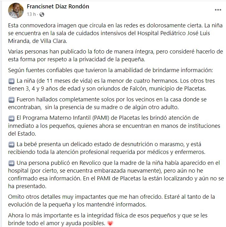 Captura de pantalla Francisnet Díaz-Facebook