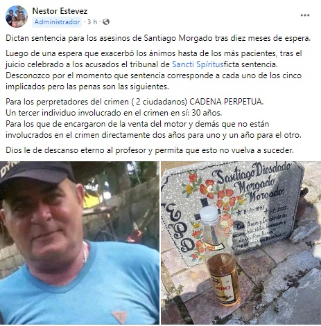 Dictan sentencia contra los asesinos del profesor espirituano Santiago Morgado