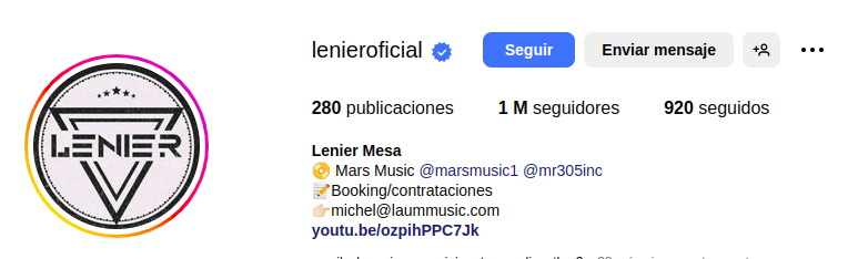 Lenier-millón de seguidores