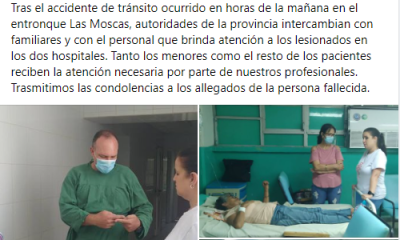 Un muerto y niños heridos en accidente de tránsito en Cienfuegos