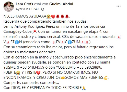 Urgente niño cubano con tumor avanzado necesita un medicamento desabastecido en la Isla3