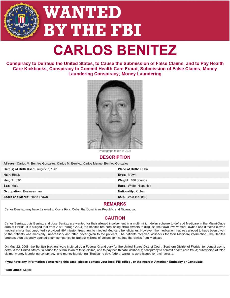 El FBI busca desde 2008 a tres hermanos cubanos por multimillonario fraude contra el medicare