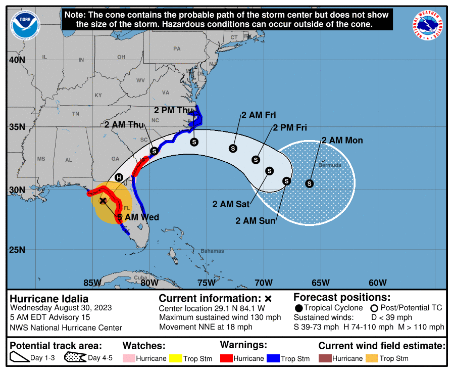 Huracán Idalia alcanza la categoría 4 antes de tocar tierra en la noreste de la Florida