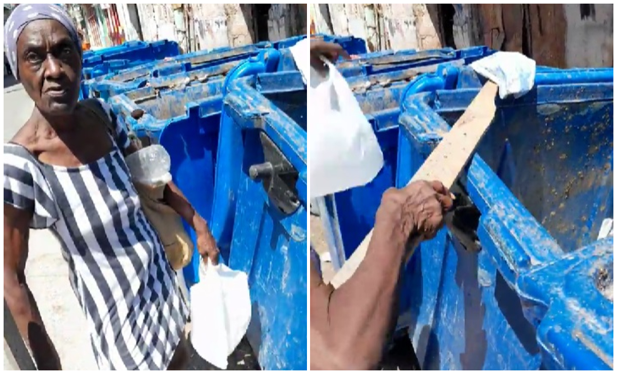 Pobreza en Cuba_ anciana busca ropa en los contenedores de basura de La Habana