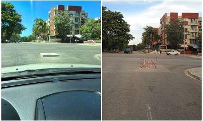 Señalizan bache que antes era una “rotonda cuadrada” en la Villa Panamericana