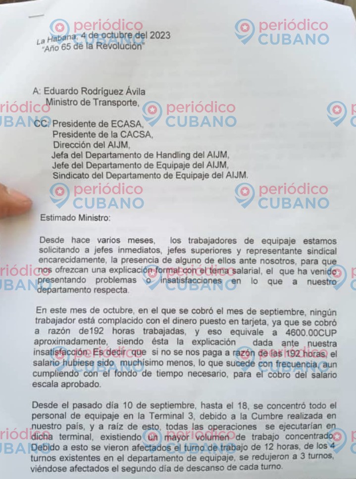 Trabajadores del Aeropuerto de La Habana realizan protesta por malas condiciones laborales