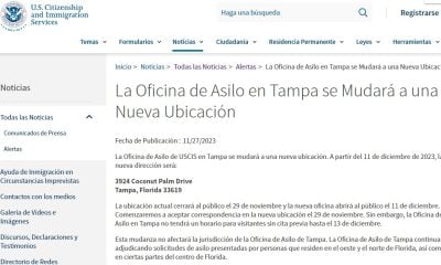 Atención migrantes cambia de sede la oficina de asilo de USCIS en Tampa