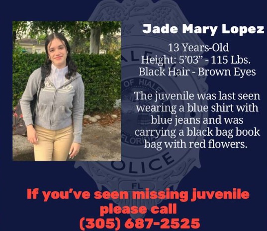 Niña de 13 años se encuentra desaparecida en la ciudad de Hialeah 7