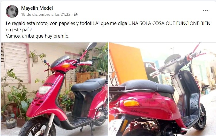 Cubana ofrece moto de recompensa por mencionar algo que funcione bien en Cuba
