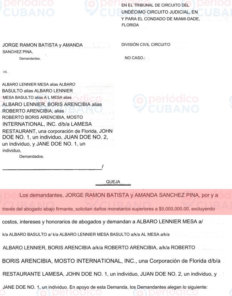 Demanda de Ultrack contra Boris Arencibia y Lenier Mesa