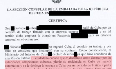 Documento Consulado Cubano para desertores de misiones internacionales