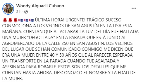 Encuentran a una mujer sin vida detrás de un parada de ómnibus en La Lisa 3