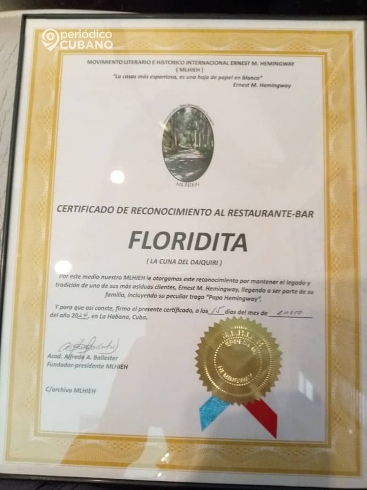 ‘La Floridita’ de La Habana recibe reconocimiento por conservar el legado de Hemingway11
