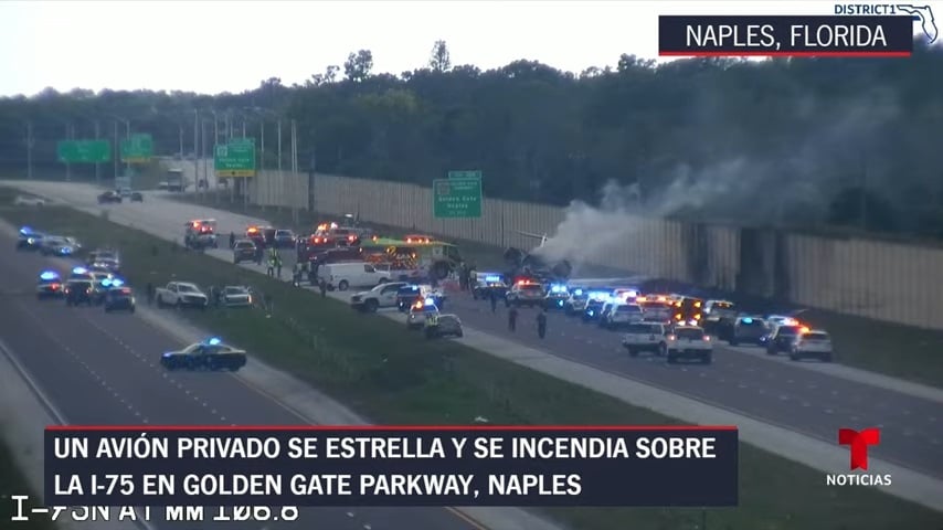 Dos muertos tras accidentado aterrizaje de una avioneta en la I-75 cerca de Naples